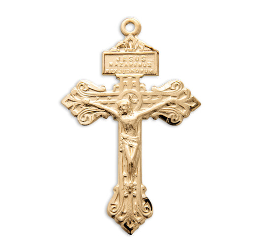 Gold Over Sterling Silver Pardon Crucifix with Chain