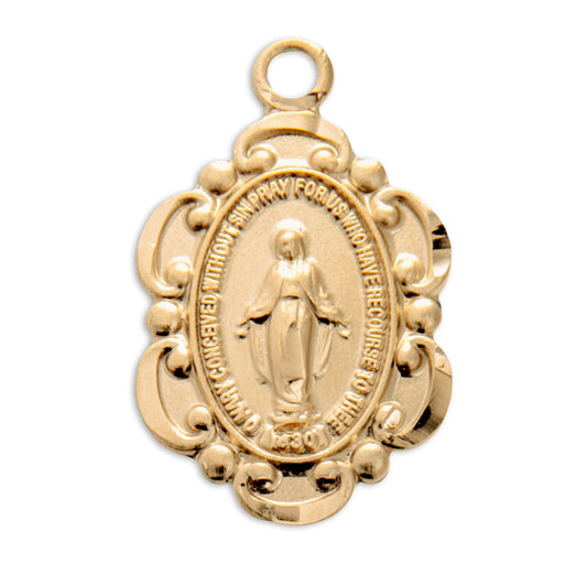 Gold Oval Miraculous Medal Pendant Necklace Made in USA