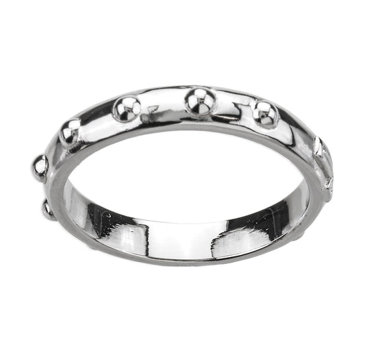 Elegant Sterling Silver Rosary Ring for Prayer and Devotion
