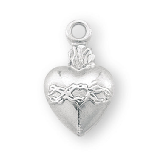 Sterling Silver Sacred Heart Medal Pendant Necklace Gift