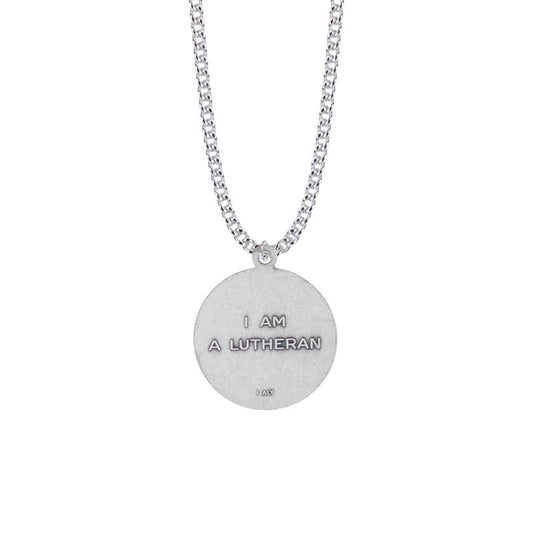 Extel Large Nickel Silver Round Lutheran Rose Medal Pendant