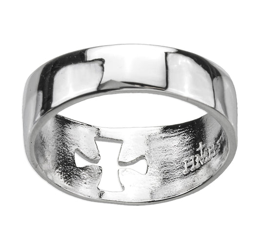 Sterling Silver Pierced Cross Faith Ring for Stylish Devotion