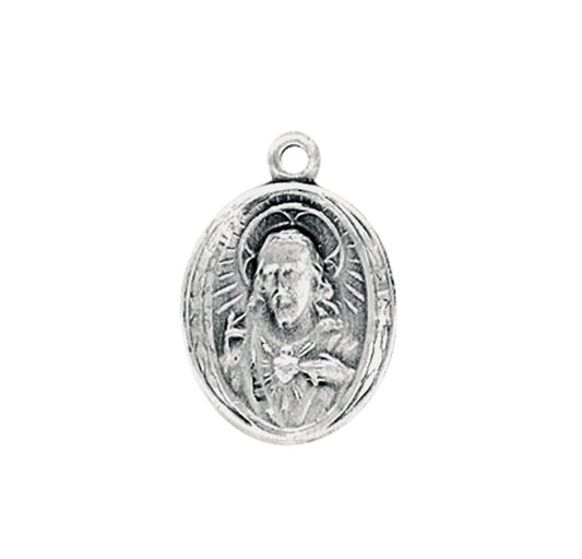 Sacred Heart of Jesus Sterling Silver Scapular Medal Necklace