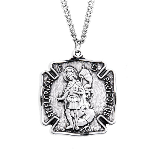 St. Florian Sterling Silver Medal Necklace