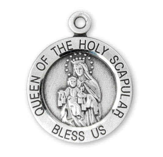 Sterling Silver Holy Scapular Medal Pendant Necklace Gift