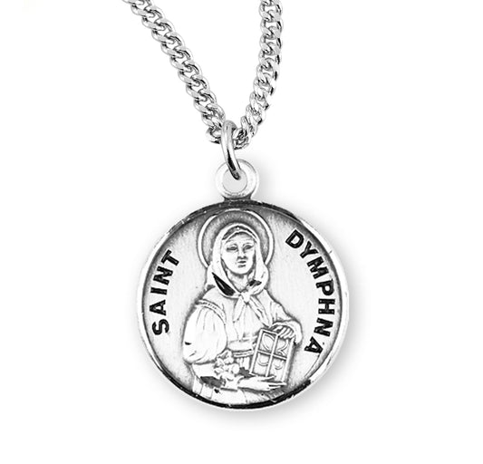 St. Dymphna Sterling Silver Medal Necklace