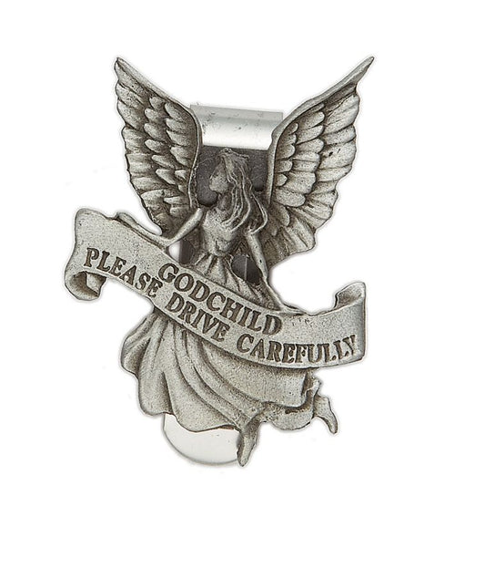 Extel Pewter Godchild Angel Sun Visor Clip for Car Truck